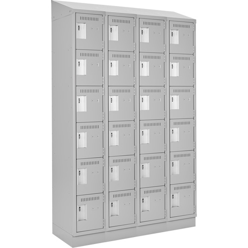 Clean Line Lockerette, 6 -tier, Bank of 4, 48" x 18" x 82", Steel, Grey, Rivet (Assembled) Groupe Belzile Dickner