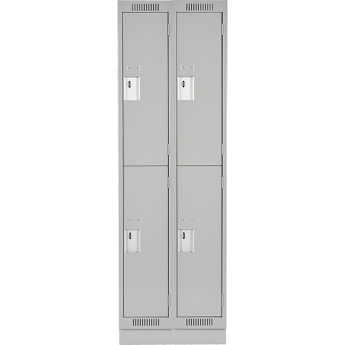 Clean Line Lockers, 2 -tier, Bank of 2, 24" x 18" x 76", Steel, Grey, Rivet (Assembled) Groupe Belzile Dickner