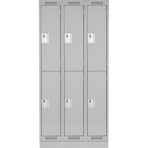 Clean Line Lockers, 2 -tier, Bank of 3, 36" x 18" x 76", Steel, Grey, Rivet (Assembled) Groupe Belzile Dickner