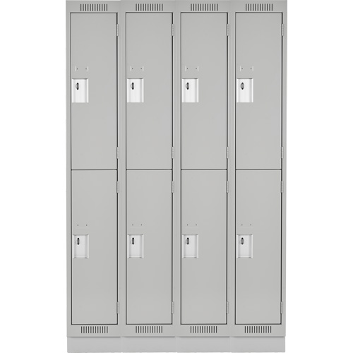 Clean Line Lockers, 2 -tier, Bank of 4, 48" x 18" x 76", Steel, Grey, Rivet (Assembled) Groupe Belzile Dickner