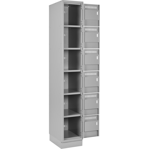 Clean Line Lockerette, 6 -tier, Bank of 3, 36" x 18" x 76", Steel, Grey, Rivet (Assembled) Groupe Belzile Dickner