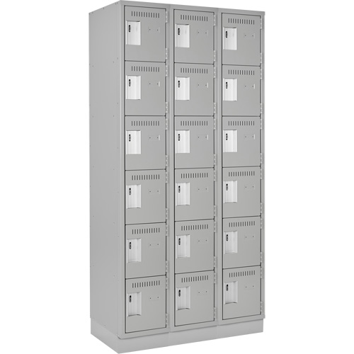 Clean Line Lockerette, 6 -tier, Bank of 3, 36" x 18" x 76", Steel, Grey, Rivet (Assembled) Groupe Belzile Dickner