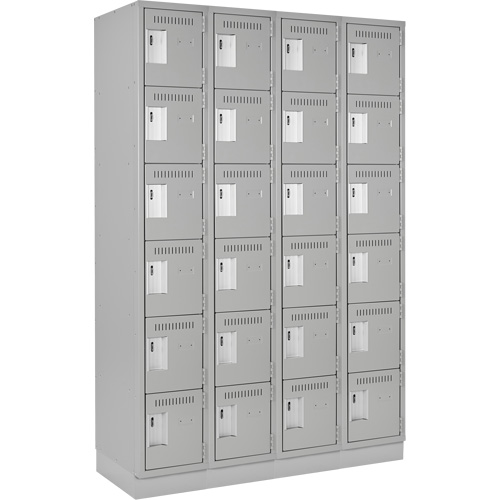 Clean Line Lockerette, 6 -tier, Bank of 4, 48" x 18" x 76", Steel, Grey, Rivet (Assembled) Groupe Belzile Dickner