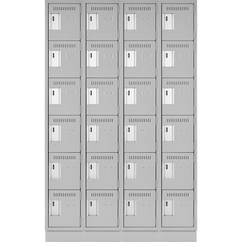 Clean Line Lockerette, 6 -tier, Bank of 4, 48" x 18" x 76", Steel, Grey, Rivet (Assembled) Groupe Belzile Dickner