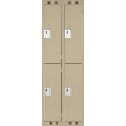 Casiers Clean Line, 2 niveaux, Bloc de 2, 24" x 18" x 72", Acier, Beige, Rivet (assembl&eacute;) Groupe Belzile Dickner