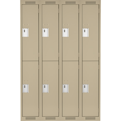 Clean Line Lockers, 2 -tier, Bank of 4, 48" x 18" x 72", Steel, Beige, Rivet (Assembled) Groupe Belzile Dickner