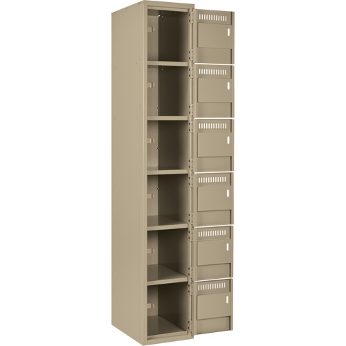 Clean Line Lockerette, 6 -tier, Bank of 3, 36" x 18" x 72", Steel, Beige, Rivet (Assembled) Groupe Belzile Dickner