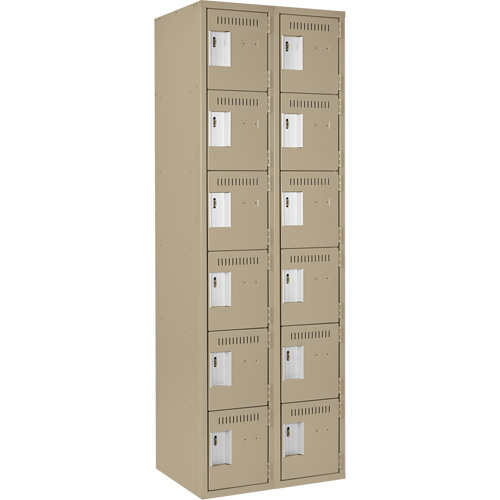 Clean Line Lockerette, 6 -tier, Bank of 2, 24" x 18" x 72", Steel, Beige, Rivet (Assembled) Groupe Belzile Dickner