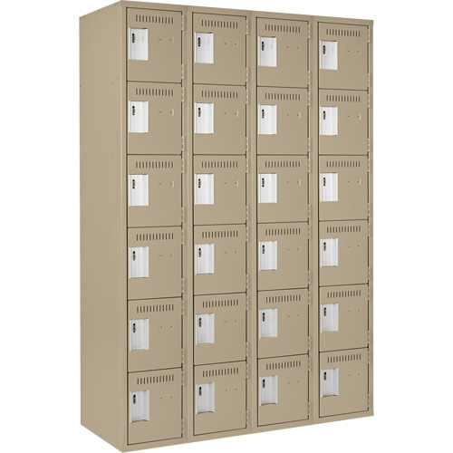 Clean Line Lockerette, 6 -tier, Bank of 4, 48" x 18" x 72", Steel, Beige, Rivet (Assembled) Groupe Belzile Dickner
