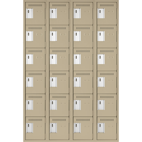 Clean Line Lockerette, 6 -tier, Bank of 4, 48" x 18" x 72", Steel, Beige, Rivet (Assembled) Groupe Belzile Dickner