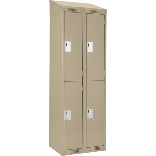 Clean Line Lockers, 2 -tier, Bank of 2, 24" x 18" x 78", Steel, Beige, Rivet (Assembled) Groupe Belzile Dickner