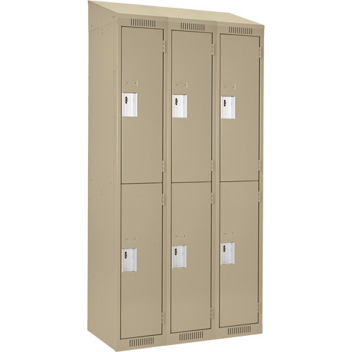 Clean Line Lockers, 2 -tier, Bank of 3, 36" x 18" x 78", Steel, Beige, Rivet (Assembled) Groupe Belzile Dickner