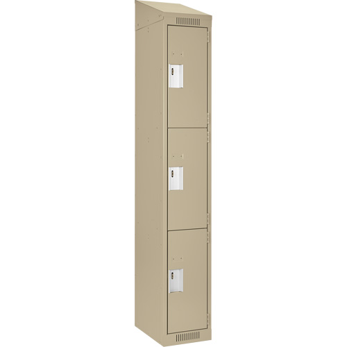 Clean Line Lockers, 3 -tier, 12" x 18" x 78", Steel, Beige, Rivet (Assembled) Groupe Belzile Dickner