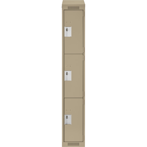 Clean Line Lockers, 3 -tier, 12" x 18" x 78", Steel, Beige, Rivet (Assembled) Groupe Belzile Dickner