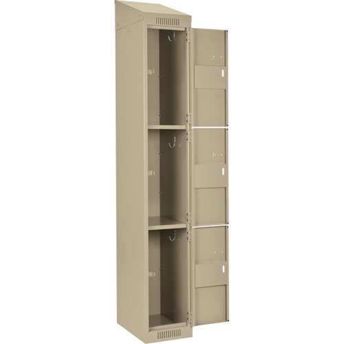 Clean Line Lockers, 3 -tier, Bank of 4, 48" x 18" x 78", Steel, Beige, Rivet (Assembled) Groupe Belzile Dickner