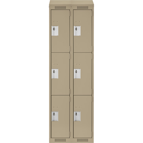 Clean Line Lockers, 3 -tier, Bank of 2, 24" x 18" x 78", Steel, Beige, Rivet (Assembled) Groupe Belzile Dickner