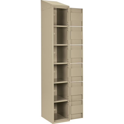 Clean Line Lockerette, 6 -tier, Bank of 4, 48" x 18" x 78", Steel, Beige, Rivet (Assembled) Groupe Belzile Dickner