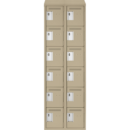 Clean Line Lockerette, 6 -tier, Bank of 2, 24" x 18" x 78", Steel, Beige, Rivet (Assembled) Groupe Belzile Dickner