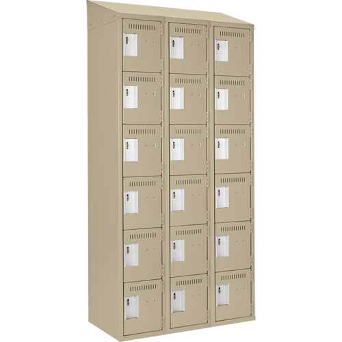 Clean Line Lockerette, 6 -tier, Bank of 3, 36" x 18" x 78", Steel, Beige, Rivet (Assembled) Groupe Belzile Dickner