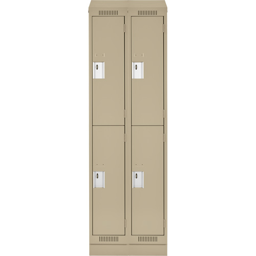 Clean Line Lockers, 2 -tier, Bank of 2, 24" x 18" x 82", Steel, Beige, Rivet (Assembled) Groupe Belzile Dickner