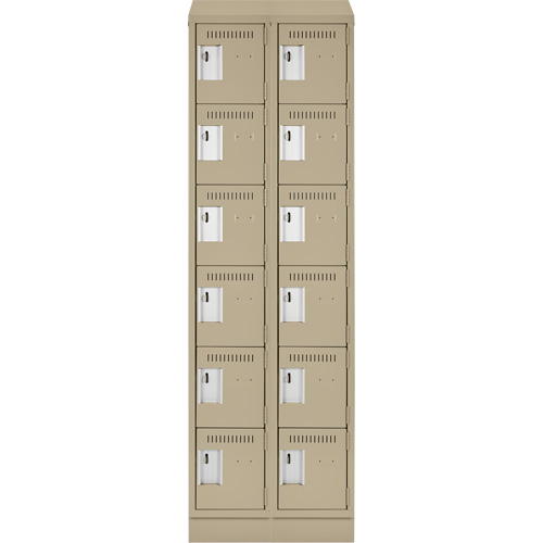 Clean Line Lockerette , 6 -tier, Bank of 2, 24" x 18" x 82", Steel, Beige, Rivet (Assembled) Groupe Belzile Dickner