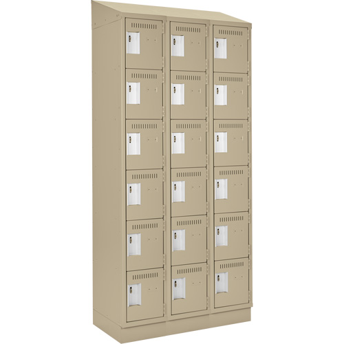 Clean Line Lockerette , 6 -tier, Bank of 3, 36" x 18" x 82", Steel, Beige, Rivet (Assembled) Groupe Belzile Dickner
