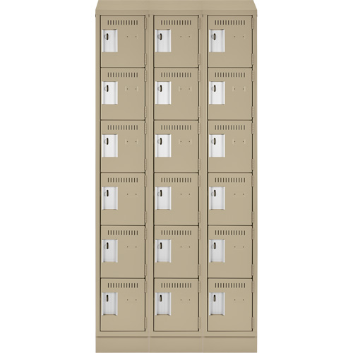 Clean Line Lockerette , 6 -tier, Bank of 3, 36" x 18" x 82", Steel, Beige, Rivet (Assembled) Groupe Belzile Dickner
