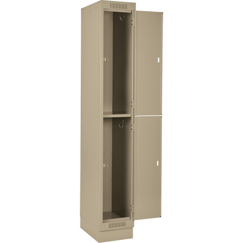 Clean Line Lockers, 2 -tier, Bank of 3, 36" x 18" x 76", Steel, Beige, Rivet (Assembled) Groupe Belzile Dickner