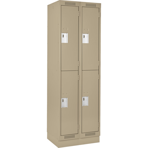Clean Line Lockers, 2 -tier, Bank of 2, 24" x 18" x 76", Steel, Beige, Rivet (Assembled) Groupe Belzile Dickner