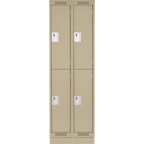 Clean Line Lockers, 2 -tier, Bank of 2, 24" x 18" x 76", Steel, Beige, Rivet (Assembled) Groupe Belzile Dickner