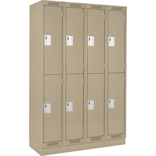 Clean Line Lockers, 2 -tier, Bank of 4, 48" x 18" x 76", Steel, Beige, Rivet (Assembled) Groupe Belzile Dickner