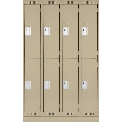 Clean Line Lockers, 2 -tier, Bank of 4, 48" x 18" x 76", Steel, Beige, Rivet (Assembled) Groupe Belzile Dickner