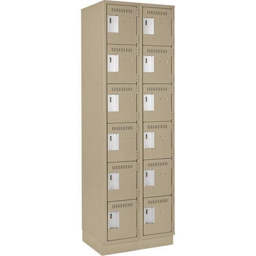 Clean Line Lockerette, 6 -tier, Bank of 2, 24" x 18" x 76", Steel, Beige, Rivet (Assembled) Groupe Belzile Dickner