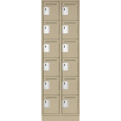Clean Line Lockerette, 6 -tier, Bank of 2, 24" x 18" x 76", Steel, Beige, Rivet (Assembled) Groupe Belzile Dickner