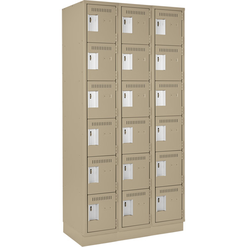 Clean Line Lockerette, 6 -tier, Bank of 3, 36" x 18" x 76", Steel, Beige, Rivet (Assembled) Groupe Belzile Dickner