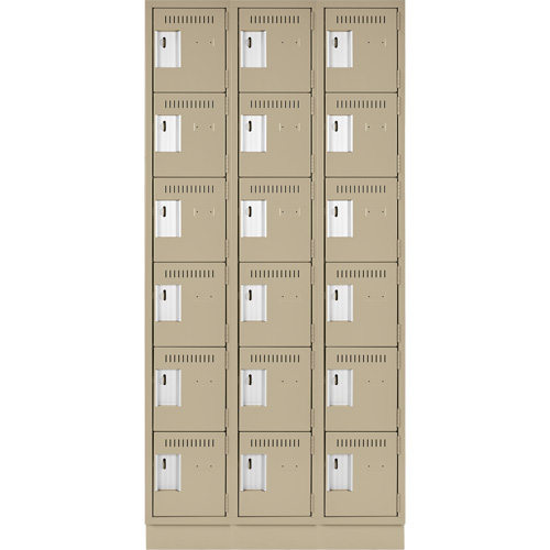 Clean Line Lockerette, 6 -tier, Bank of 3, 36" x 18" x 76", Steel, Beige, Rivet (Assembled) Groupe Belzile Dickner