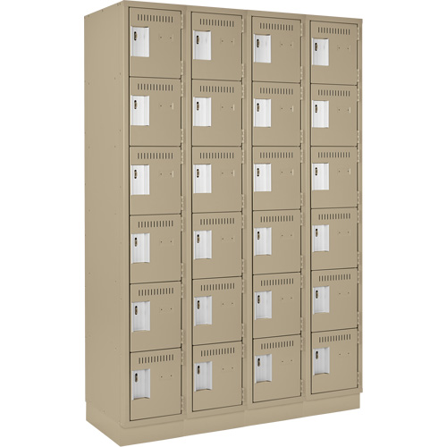 Clean Line Lockerette, 6 -tier, Bank of 4, 48" x 18" x 76", Steel, Beige, Rivet (Assembled) Groupe Belzile Dickner