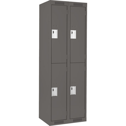 Clean Line Lockers, 2 -tier, Bank of 2, 24" x 18" x 72", Steel, Charcoal, Rivet (Assembled) Groupe Belzile Dickner