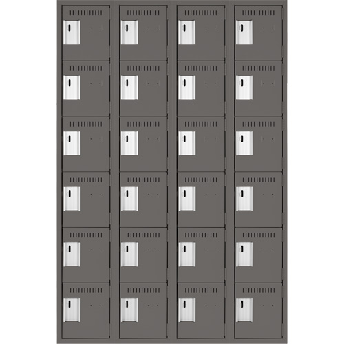 Clean Line Lockerette, 6 -tier, Bank of 4, 48" x 18" x 72", Steel, Charcoal, Rivet (Assembled) Groupe Belzile Dickner