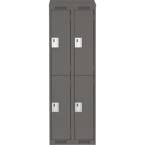 Clean Line Lockers, 2 -tier, Bank of 2, 24" x 18" x 78", Steel, Charcoal, Rivet (Assembled) Groupe Belzile Dickner