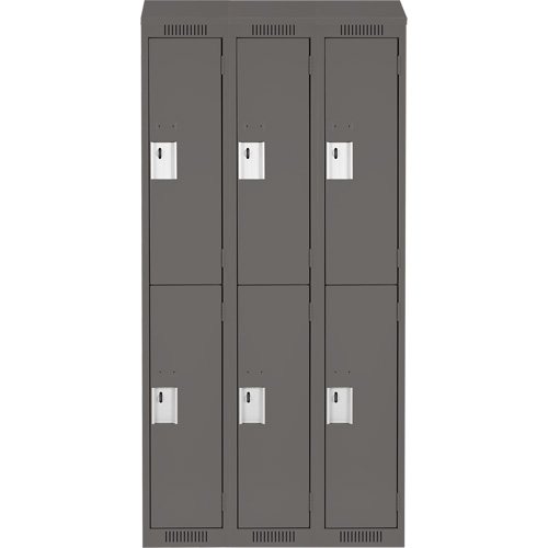 Clean Line Lockers, 2 -tier, Bank of 3, 36" x 18" x 78", Steel, Charcoal, Rivet (Assembled) Groupe Belzile Dickner