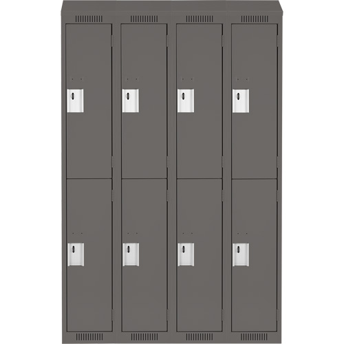 Clean Line Lockers, 2 -tier, Bank of 4, 48" x 18" x 78", Steel, Charcoal, Rivet (Assembled) Groupe Belzile Dickner