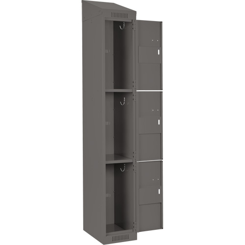 Clean Line Lockers, 3 -tier, Bank of 4, 48" x 18" x 78", Steel, Charcoal, Rivet (Assembled) Groupe Belzile Dickner