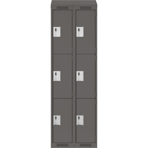Clean Line Lockers, 3 -tier, Bank of 2, 24" x 18" x 78", Steel, Charcoal, Rivet (Assembled) Groupe Belzile Dickner