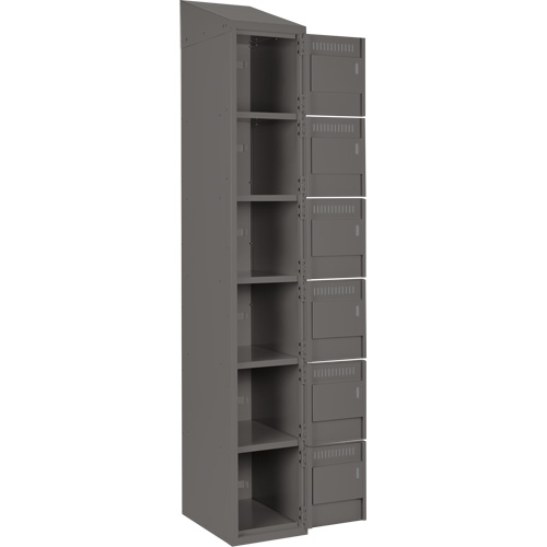 Clean Line Lockerette, 6 -tier, Bank of 4, 48" x 18" x 78", Steel, Charcoal, Rivet (Assembled) Groupe Belzile Dickner