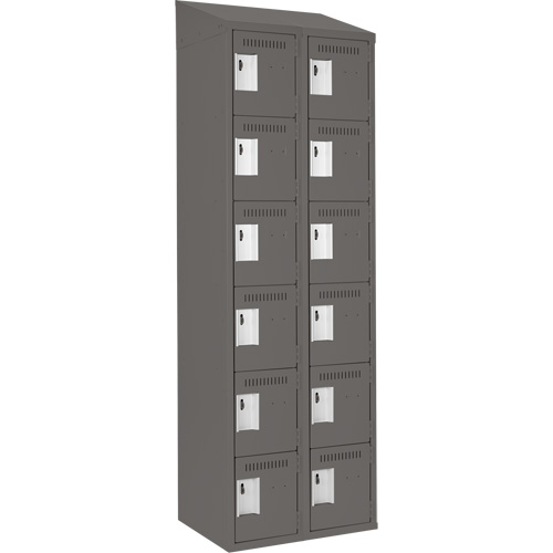 Clean Line Lockerette, 6 -tier, Bank of 2, 24" x 18" x 78", Steel, Charcoal, Rivet (Assembled) Groupe Belzile Dickner
