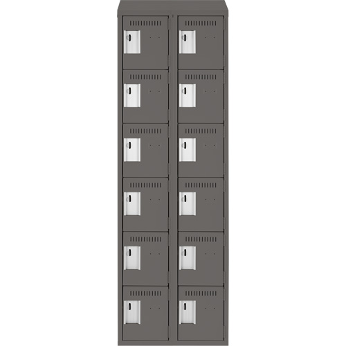 Clean Line Lockerette, 6 -tier, Bank of 2, 24" x 18" x 78", Steel, Charcoal, Rivet (Assembled) Groupe Belzile Dickner