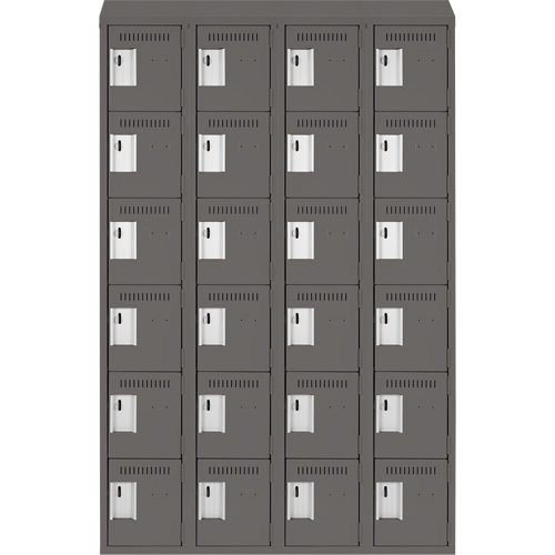 Clean Line Lockerette, 6 -tier, Bank of 4, 48" x 18" x 78", Steel, Charcoal, Rivet (Assembled) Groupe Belzile Dickner