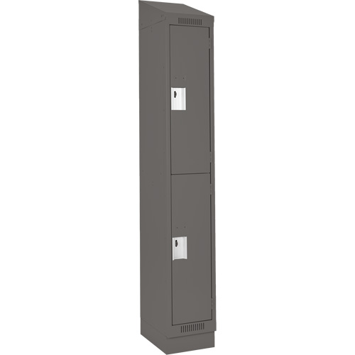 Clean Line Lockers, 2 -tier, 12" x 18" x 82", Steel, Charcoal, Rivet (Assembled) Groupe Belzile Dickner