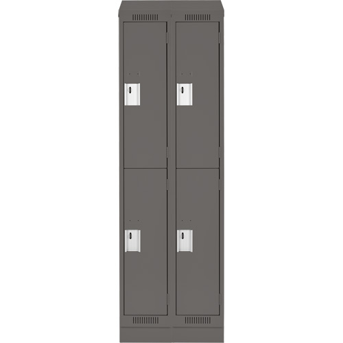 Clean Line Lockers, 2 -tier, Bank of 2, 24" x 18" x 82", Steel, Charcoal, Rivet (Assembled) Groupe Belzile Dickner